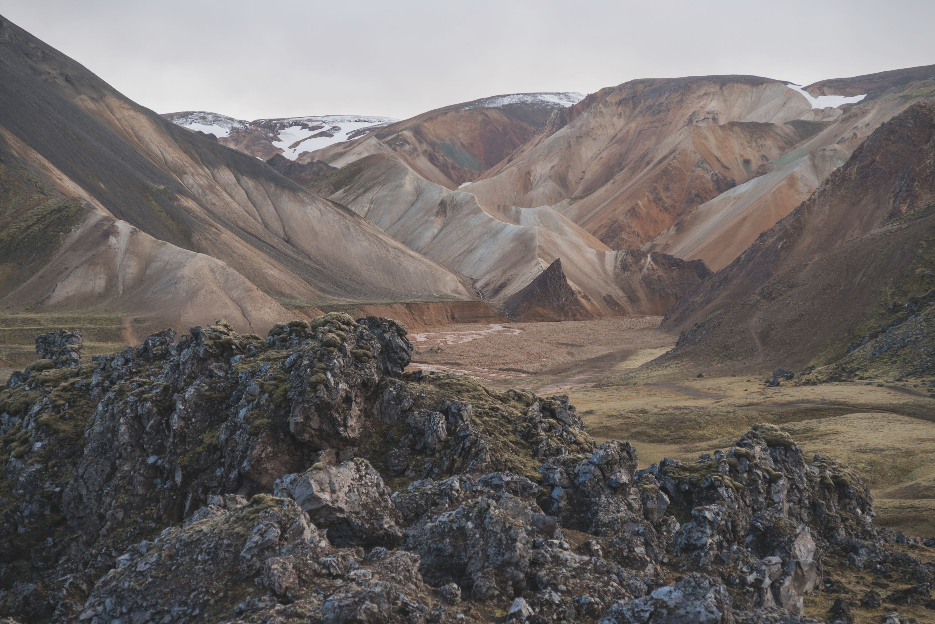 Valley with colorful volcanic mountains Landmannalaugar in Iceland
